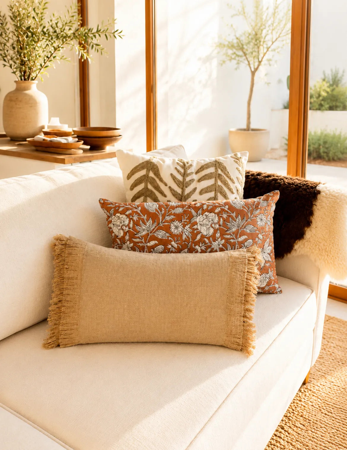 Cojin Nala yute rectangular flecos – vista adicional 2