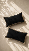 Cojin Nala negro rectangular borde Yute – vista principal