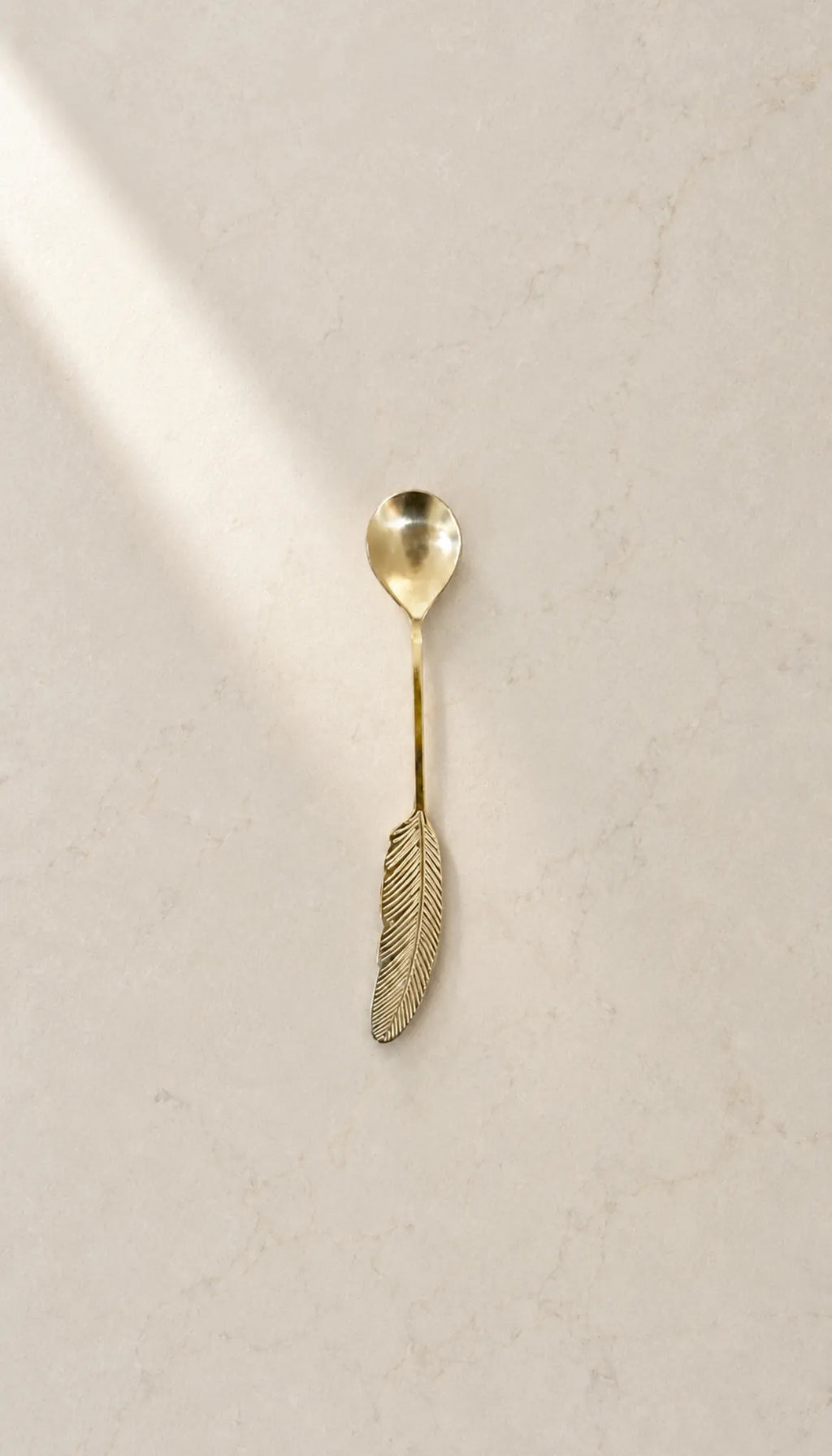 Cuchara dorada pluma – vista principal