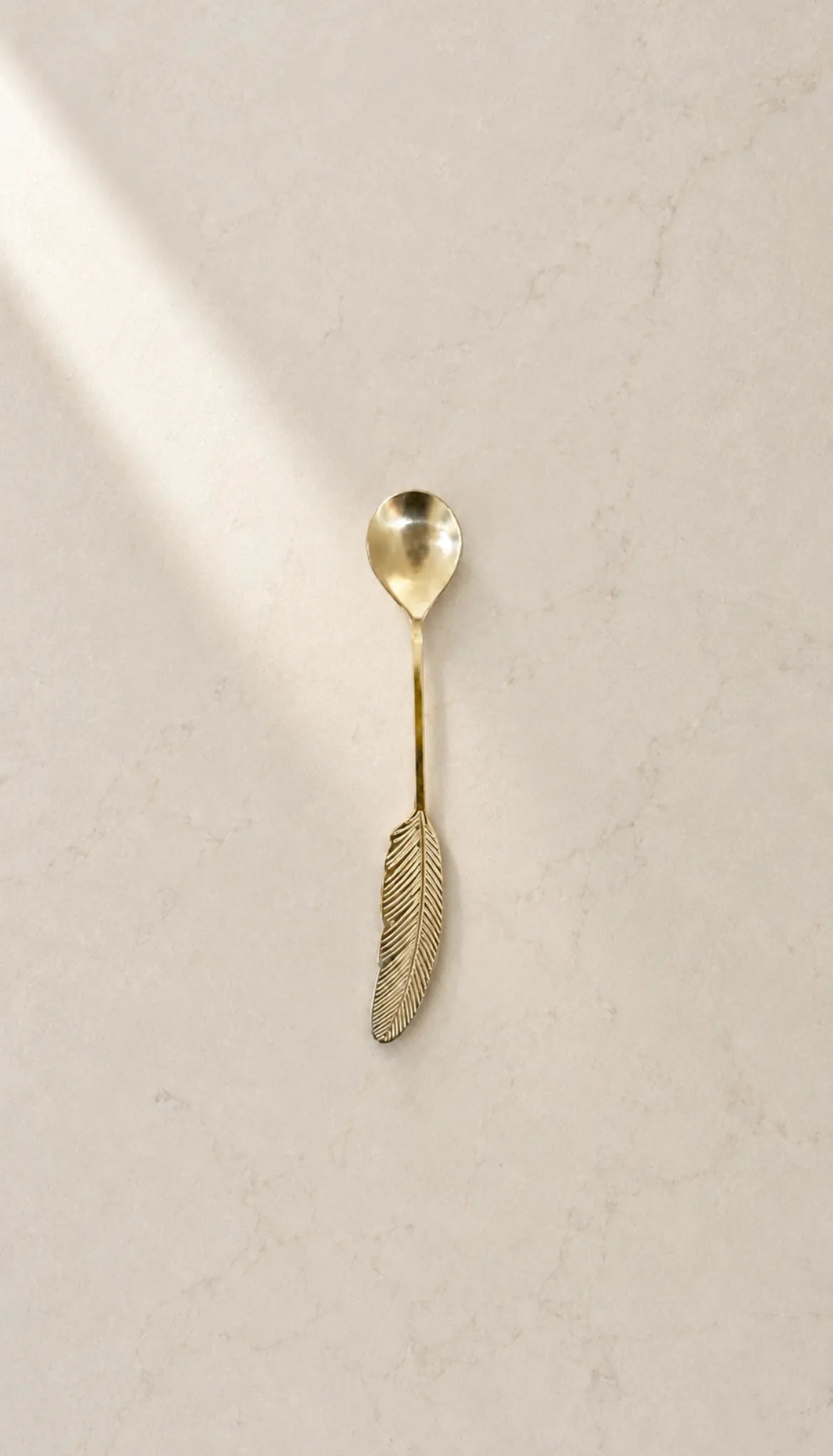 Cuchara dorada pluma – vista principal