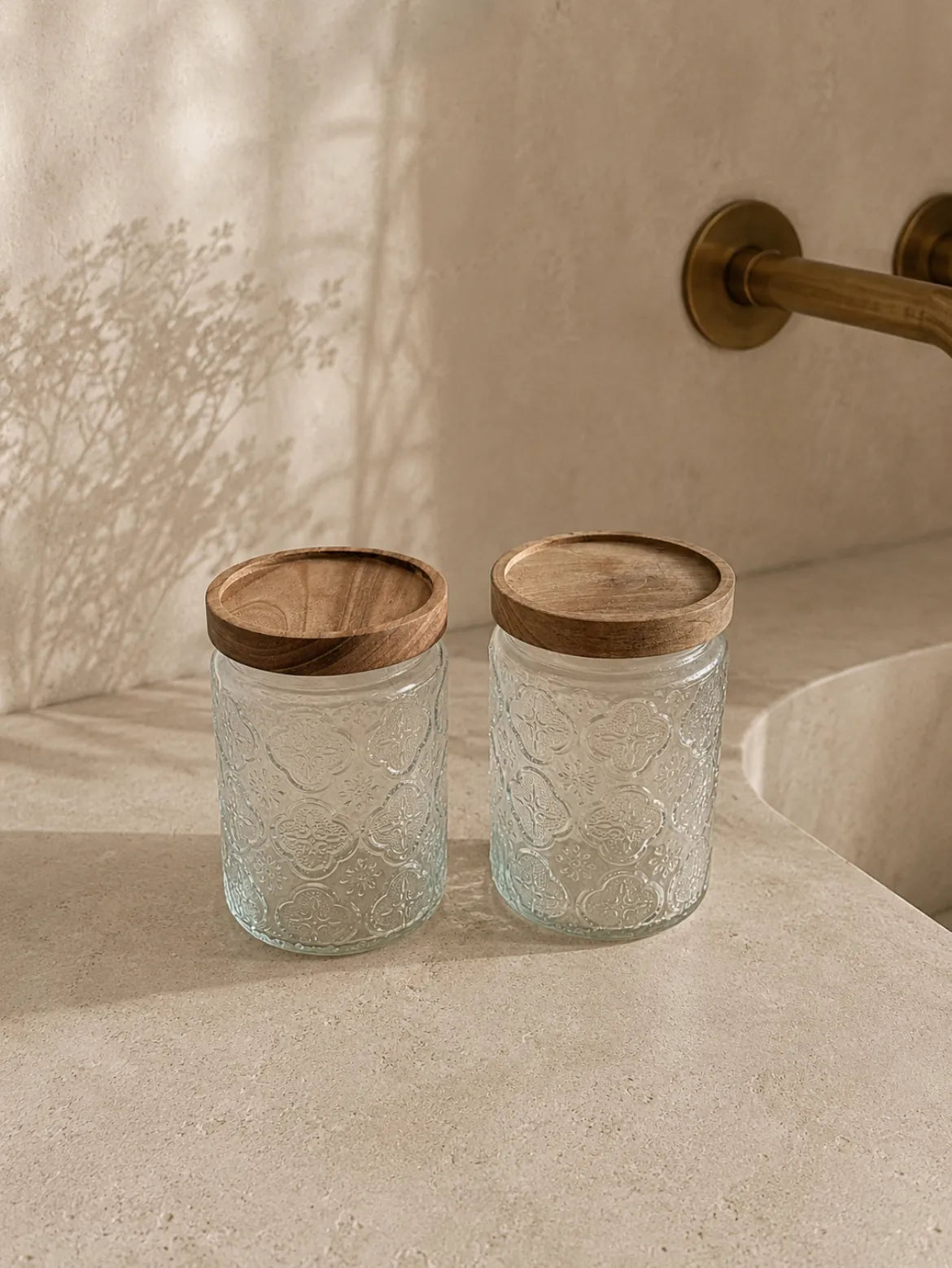 Frasco de vidrio tapa madera – vista principal