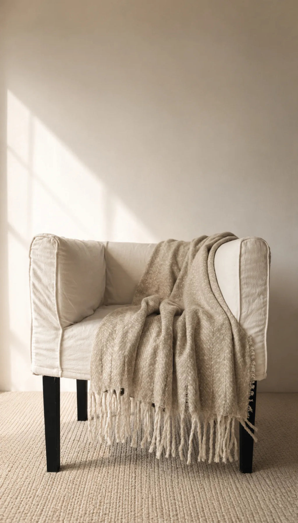 manta beige flecos – vista principal