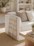 manta Linen beige flecos – vista principal