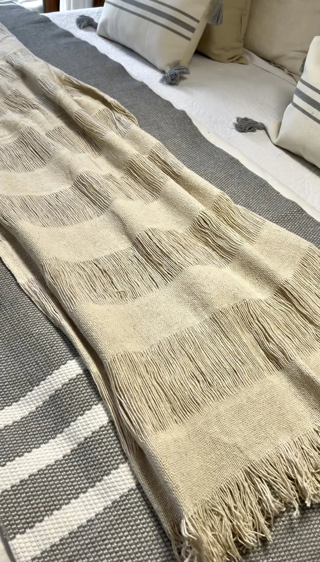 manta Linen beige flecos – vista adicional 5