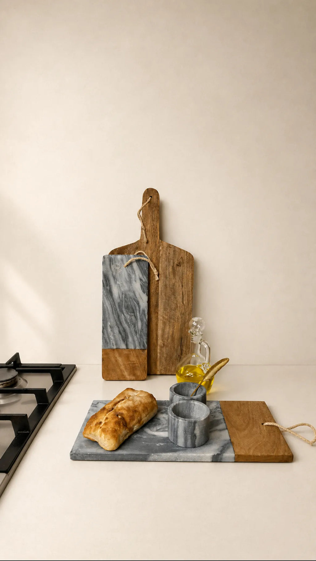 Tabla de marmol gris con madera – vista adicional 1