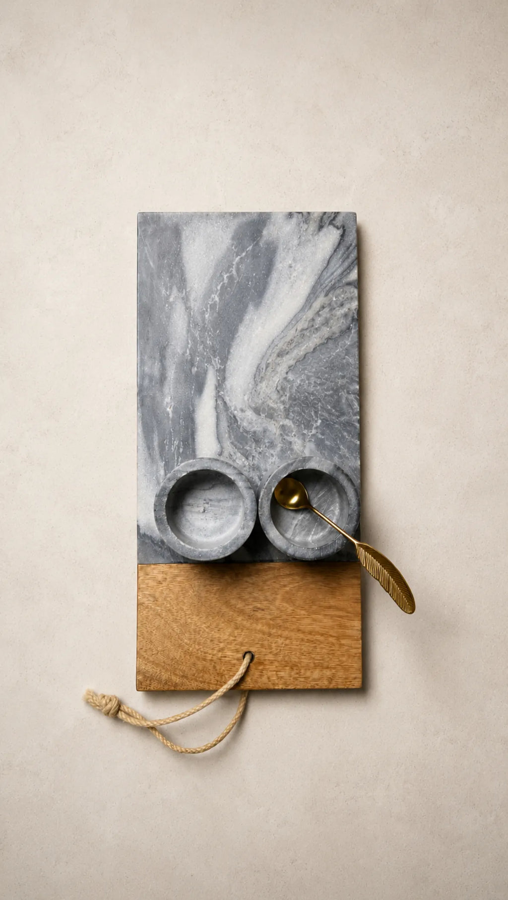 Tabla de marmol gris con madera – vista adicional 2
